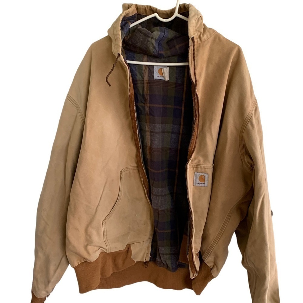Vintage Carhartt Canvas Flannel Lined Jacket Hood Usa Union Tag Size Men’s Xxl
